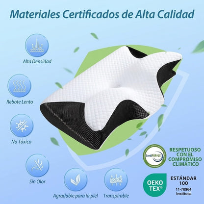 Almohada cervical premium para un sueño reparador y alivio del dolor de cuello | Almohada ortopédica de espuma viscoelástica.