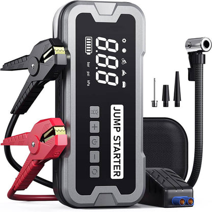 Arrancador de coche 4 en 1 con compresor de aire, batería externa y linterna